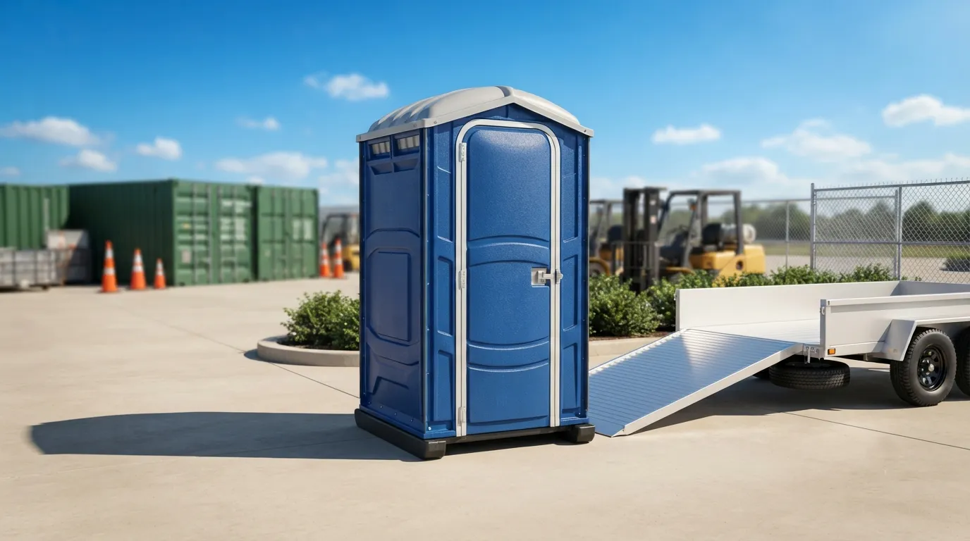 Portable restroom units delivered on a Chino Hills, CA work zone